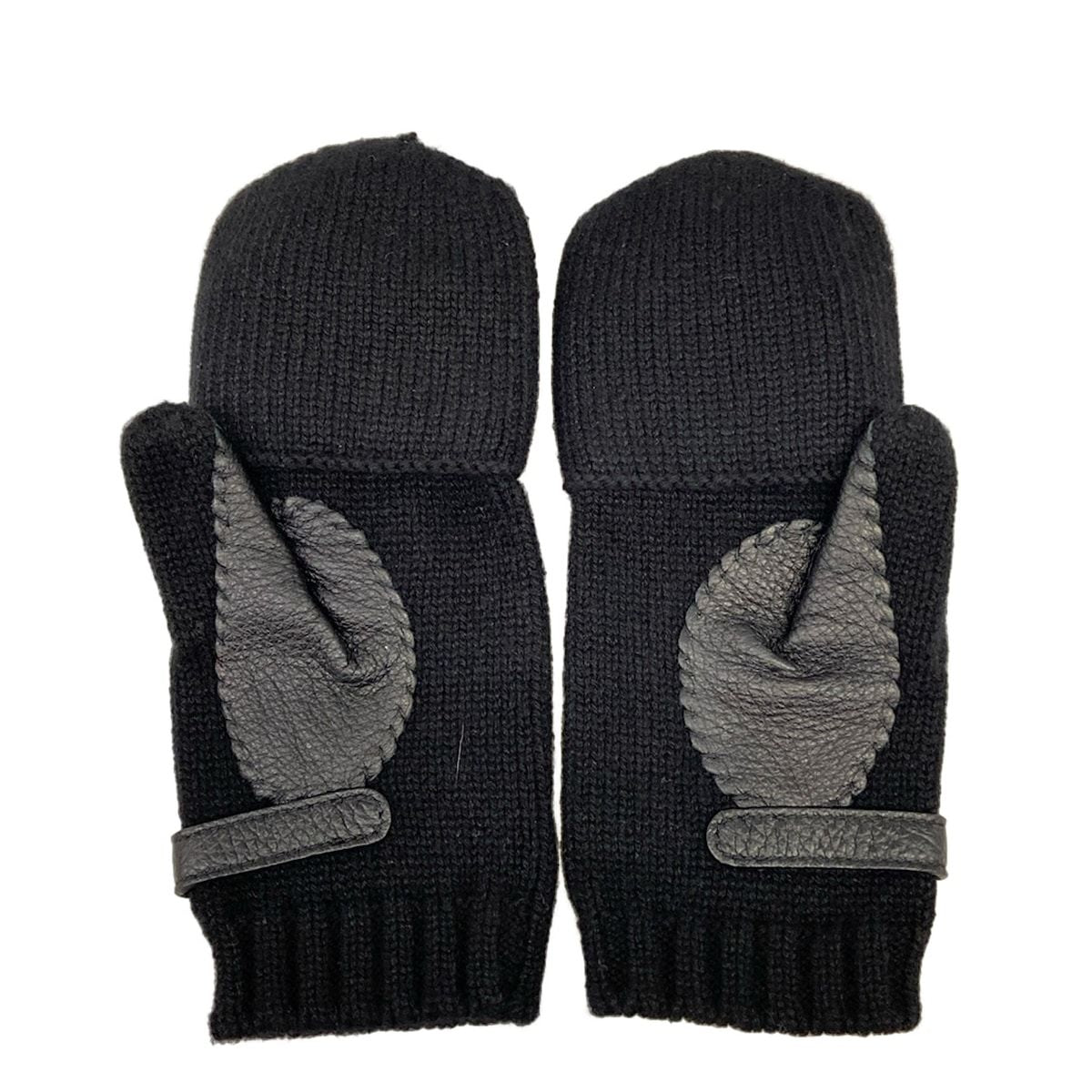 Hermes Gloves M Lionel Black Sellier Buttons M Cashmere Leather — view 3
