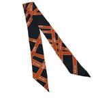 Hermes Scarf Twilly Black Orange Ribbon Bolduc Pattern — view 4