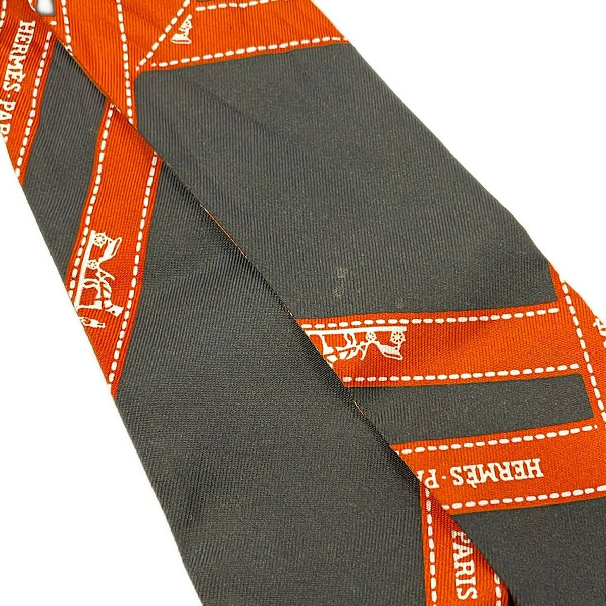 Hermes Scarf Twilly Black Orange Ribbon Bolduc Pattern — view 5