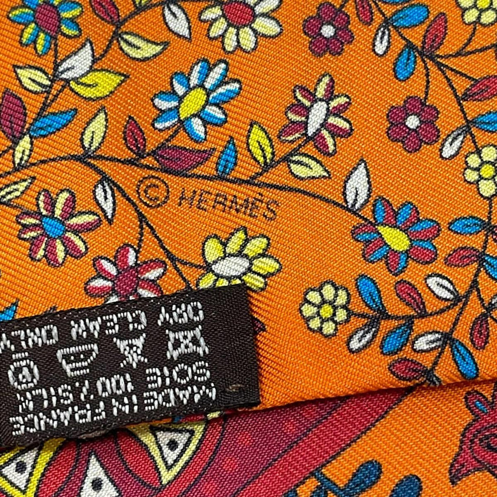 Hermes Scarf Twilly Orange Blue Multi Ribbon — view 2