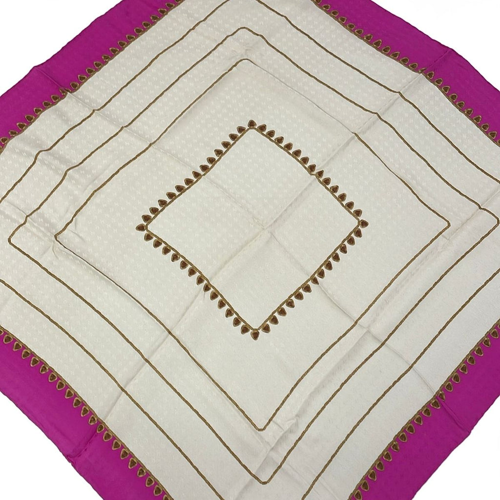 Chanel Scarf Beige Brown Pink CC Logo Silk