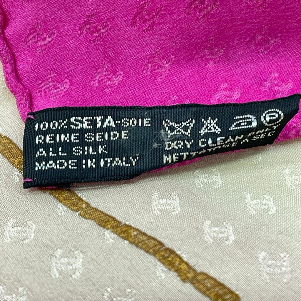 Chanel Scarf Beige Brown Pink CC Logo Silk — view 3