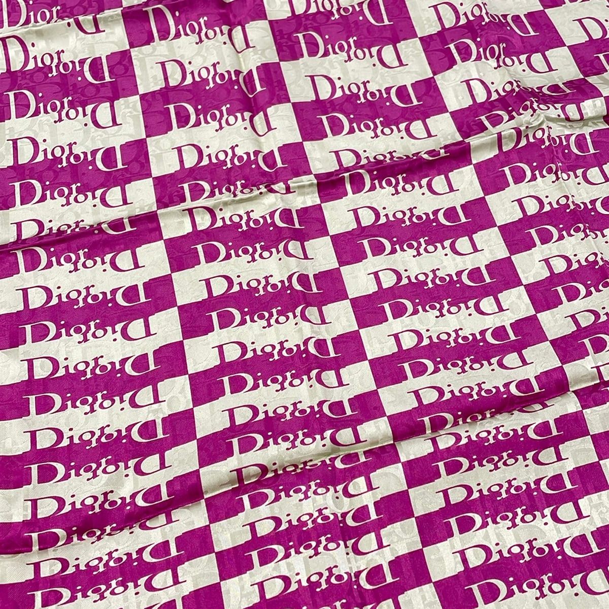 Dior Scarf Pink Light Green Logo Glam — view 4