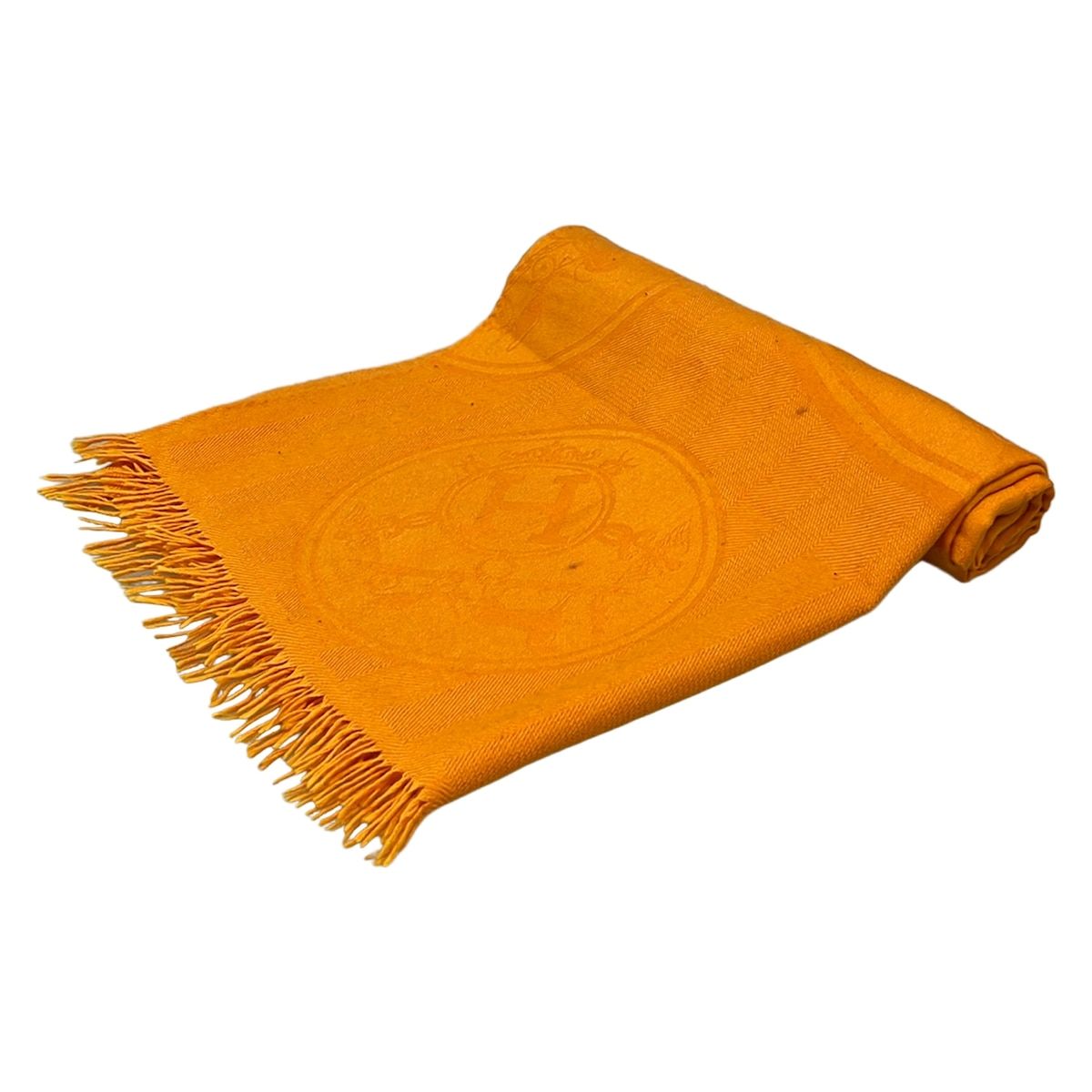 Hermes Shawl New Libris Orange Cashmere Silk Scarf