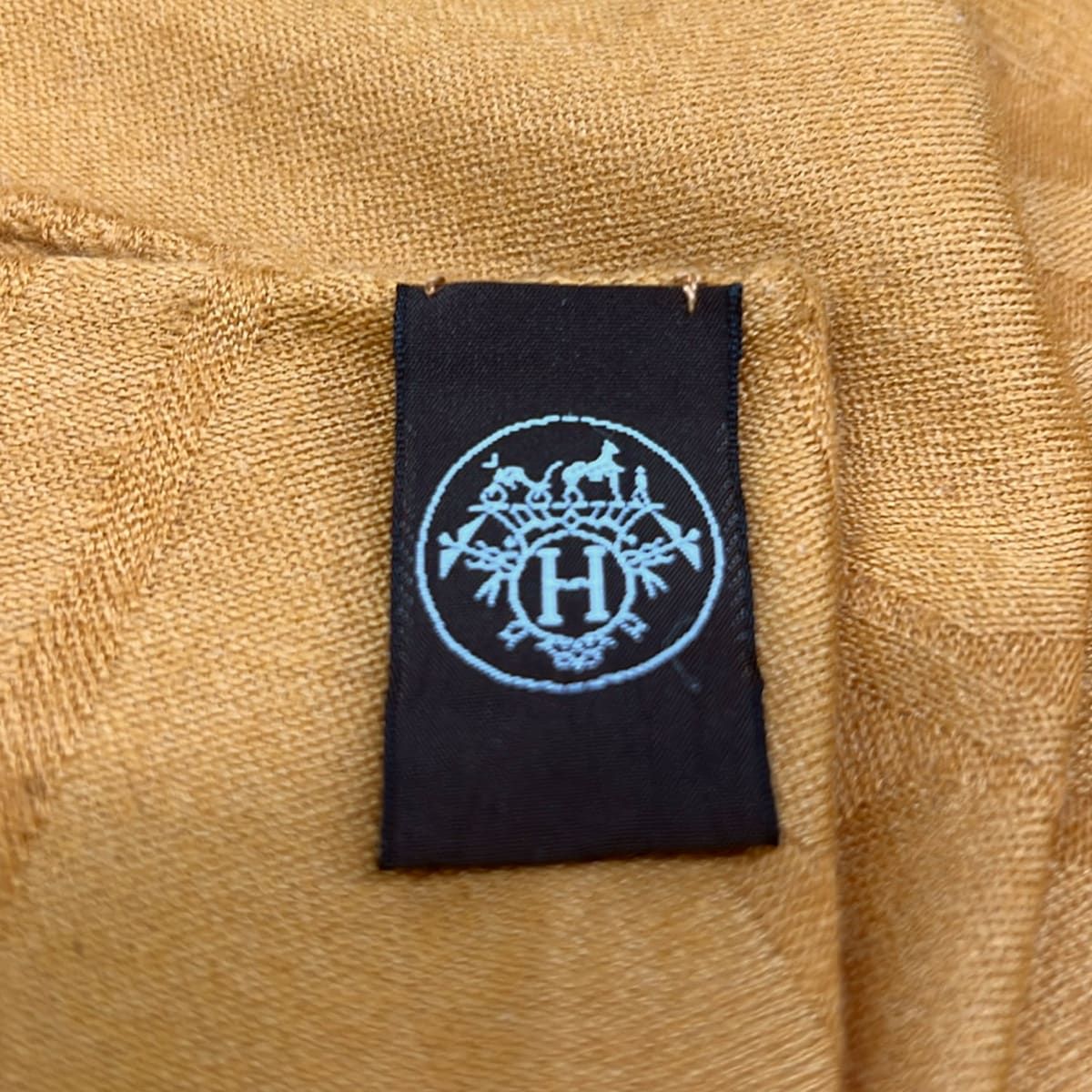 Hermes Shawl New Libris Light Brown Cashmere Silk Scarf — view 2