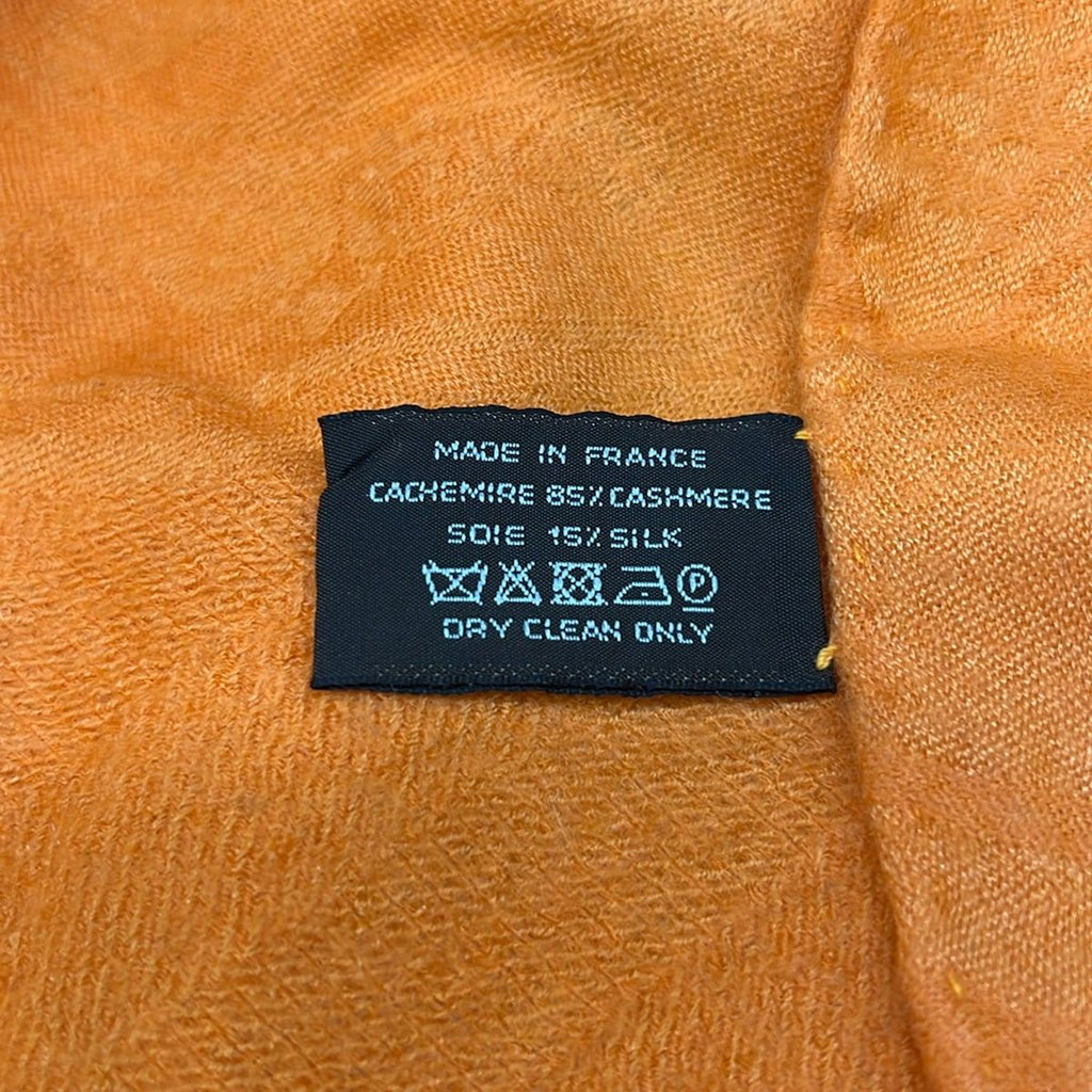 Hermes Shawl New Libris Orange Cashmere Silk Scarf — view 3
