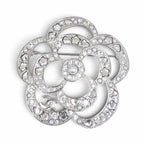 Chanel Camellia CC Logo Pearl Rhinestone Heart Star Brooch Silver