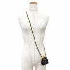 Chanel Lambskin Quilted CC Logo Kiss Lock Mini Chain Shoulder Bag Black — view 3