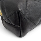 Chanel Lambskin Quilted CC Logo Kiss Lock Mini Chain Shoulder Bag Black — view 8