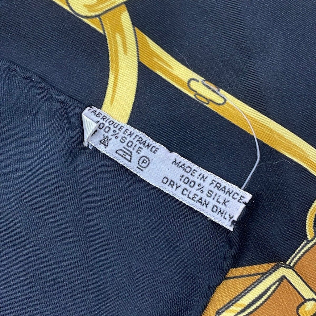 Hermes Scarf Carre 90 Black Brown Yellow — view 3