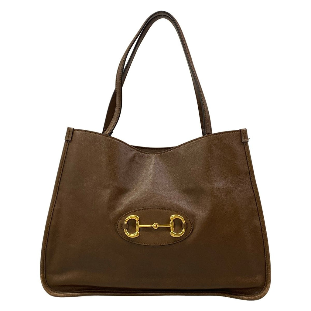 Gucci Tote Bag Horsebit 1955 Dark Brown Leather