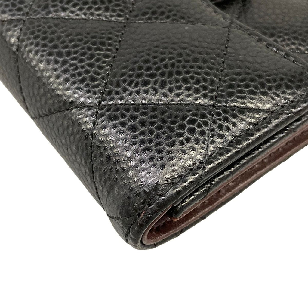 Chanel Trifold Wallet Quilted Black CC Logo Gold — view 6