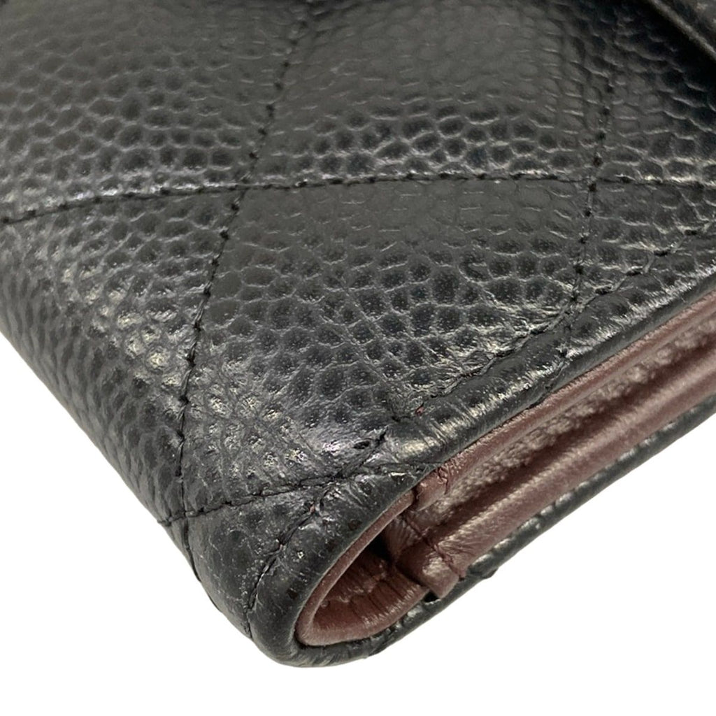 Chanel Trifold Wallet Quilted Black CC Logo Gold — view 7
