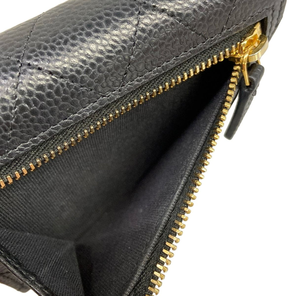 Chanel Trifold Wallet Quilted Black CC Logo Gold — view 4