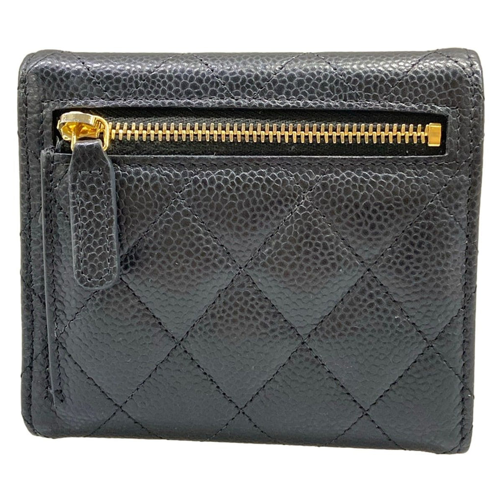 Chanel Trifold Wallet Quilted Black CC Logo Gold — view 2