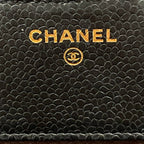 Chanel Trifold Wallet Quilted Black CC Logo Gold — view 5