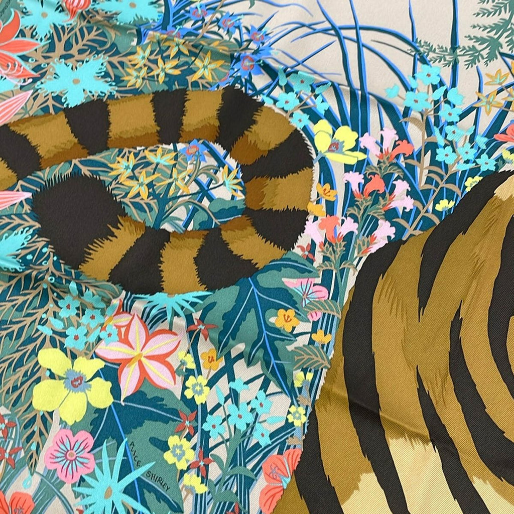 Hermes Scarf Carre 70 Beige Sundre Brown Multi Tyger — view 6