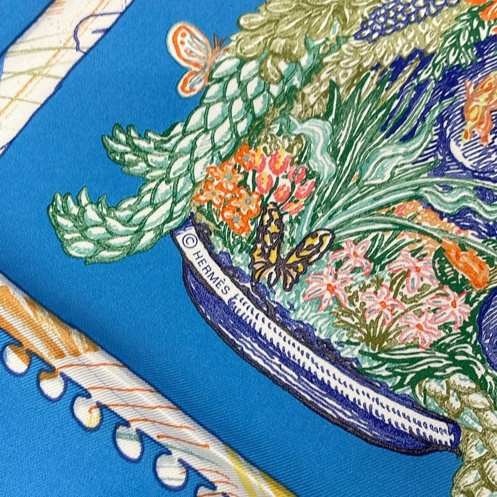 Hermes Scarf Carre 90 Blue Orange Multi Chevaloscope — view 2