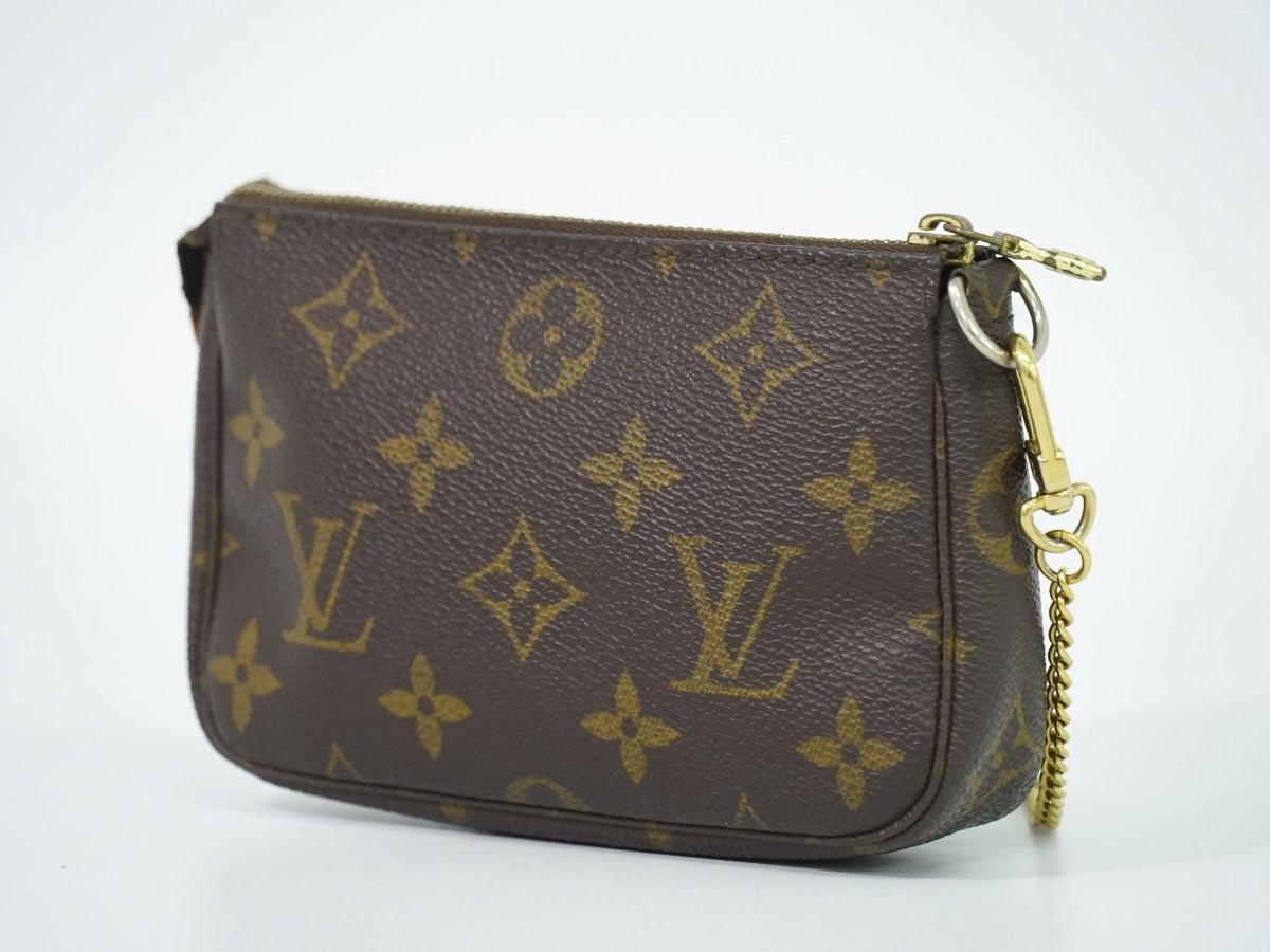 Louis Vuitton LV Mini Pochette Accessoires Monogram Pouch Handbag Brown — view 2