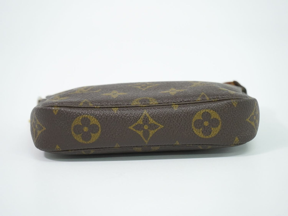Louis Vuitton LV Mini Pochette Accessoires Monogram Pouch Handbag Brown — view 3