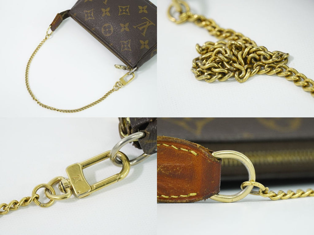 Louis Vuitton LV Mini Pochette Accessoires Monogram Pouch Handbag Brown — view 6