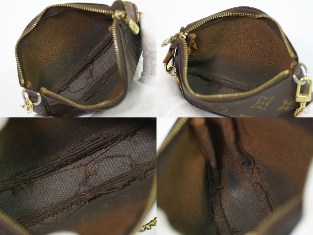 Louis Vuitton LV Mini Pochette Accessoires Monogram Pouch Handbag Brown — view 8