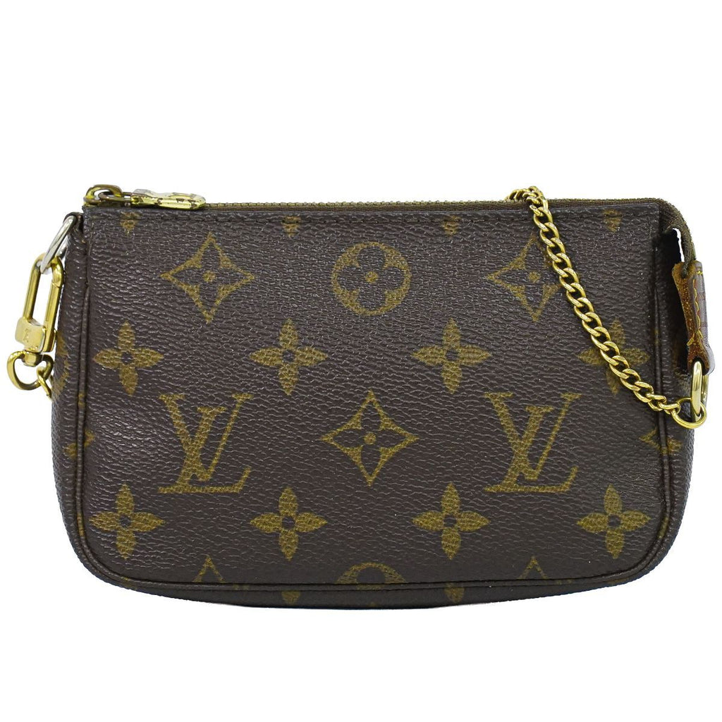 Louis Vuitton LV Mini Pochette Accessoires Monogram Pouch Handbag Brown