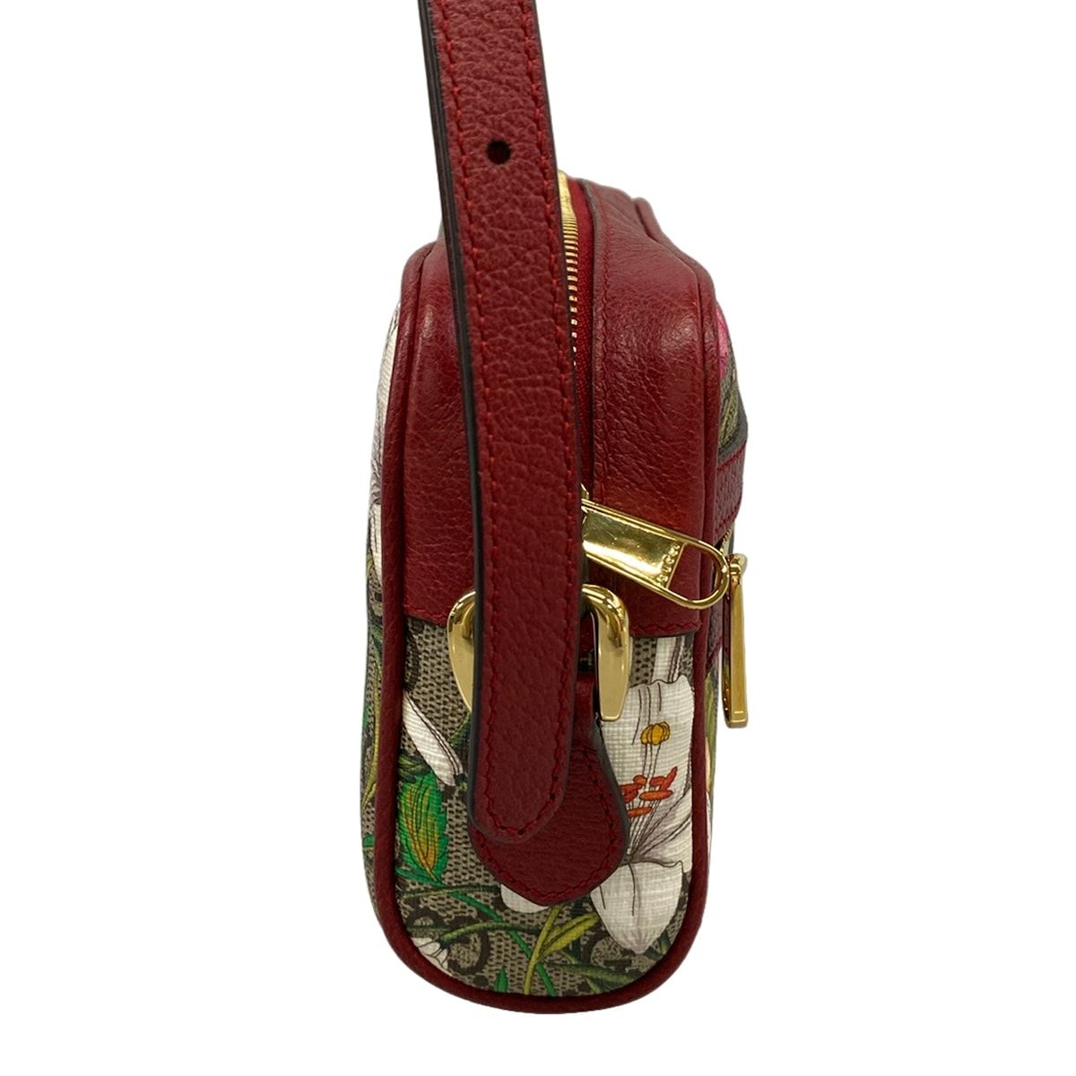 Gucci Shoulder Bag Ophidia GG Flora Beige Bordeaux Leather — view 2