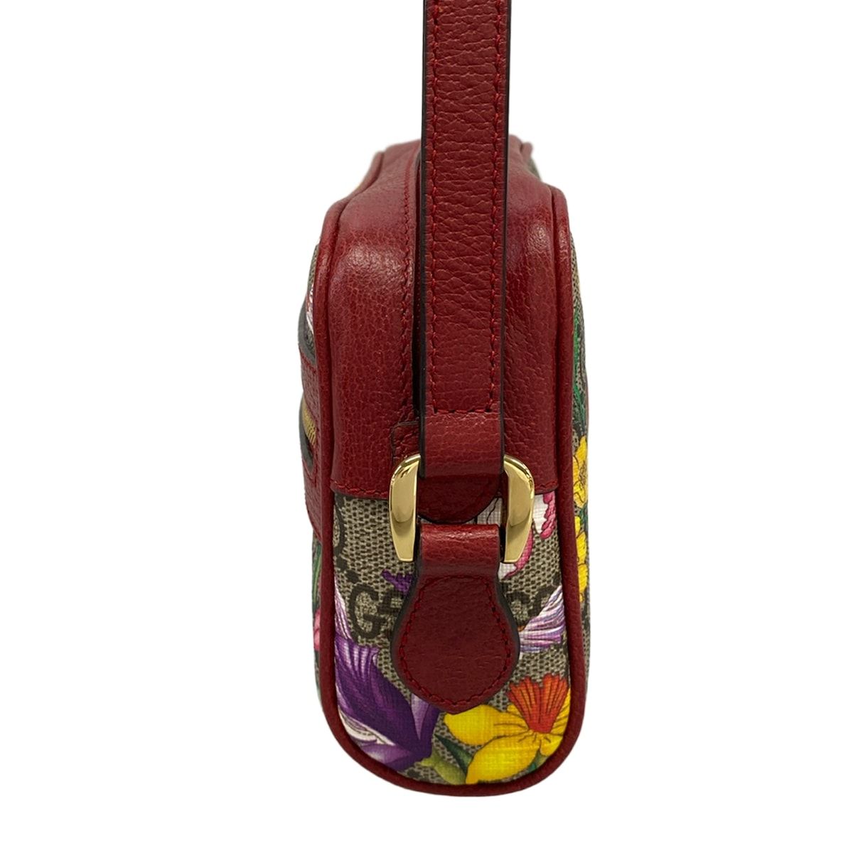 Gucci Shoulder Bag Ophidia GG Flora Beige Bordeaux Leather — view 4
