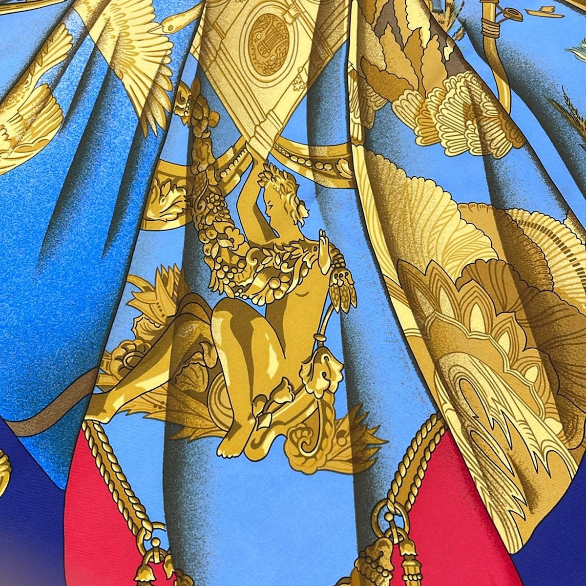 Hermes Scarf Carre 90 Navy Red Multi Soleil de Soie — view 5
