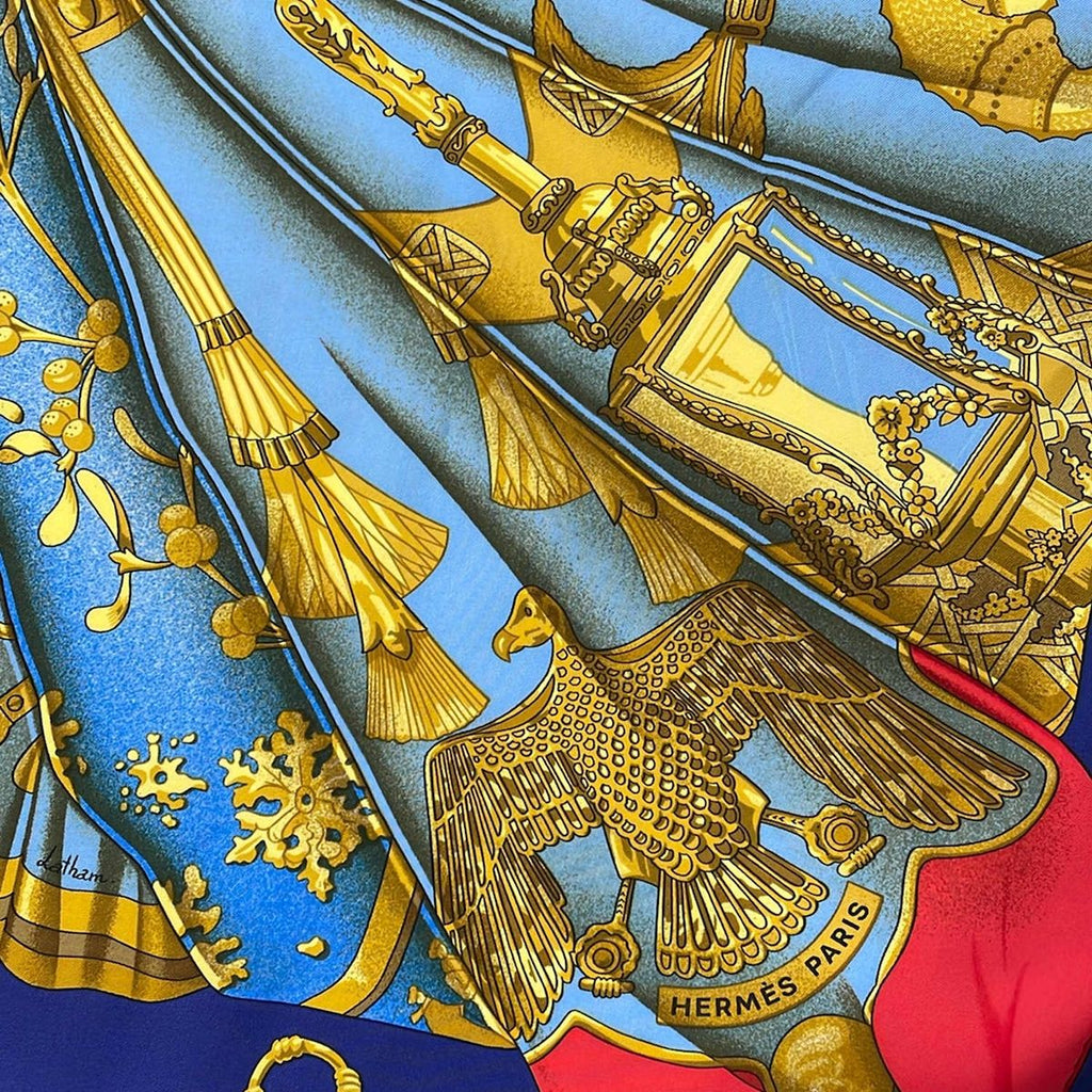 Hermes Scarf Carre 90 Navy Red Multi Soleil de Soie — view 4