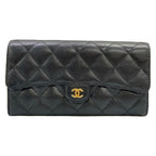 Chanel Wallet Quilted Black Gold