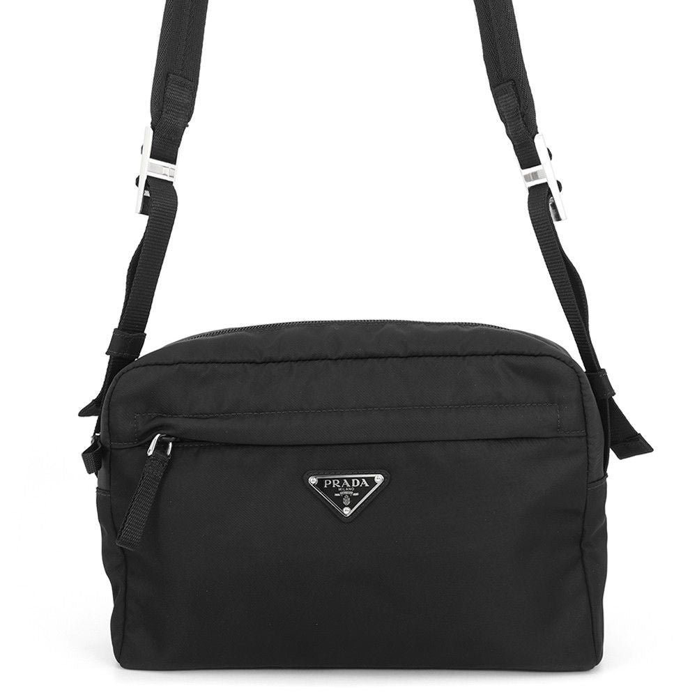 Prada Shoulder Bag Triangle Logo Nylon Black