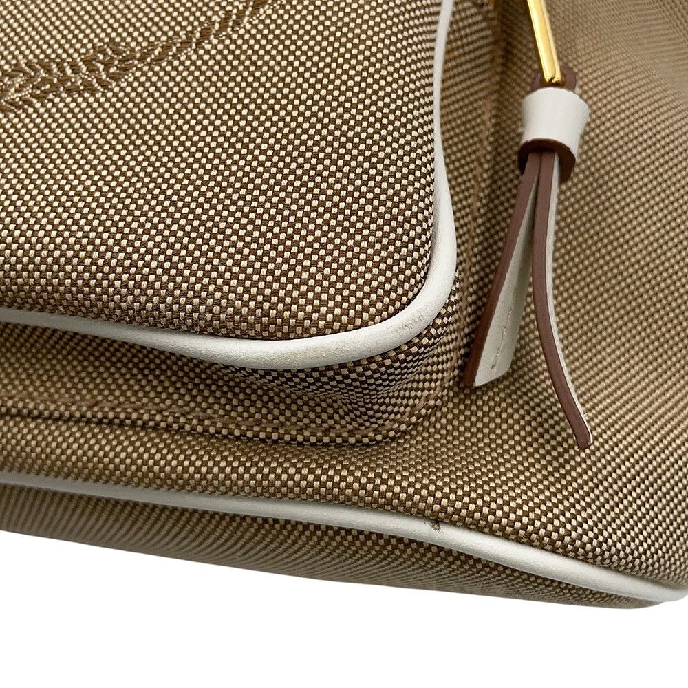 Prada Handbag Logo Jacquard Canvas Leather 2-Way — view 7