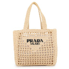 Prada Handbag Logo Clochette Tote Small Raffia