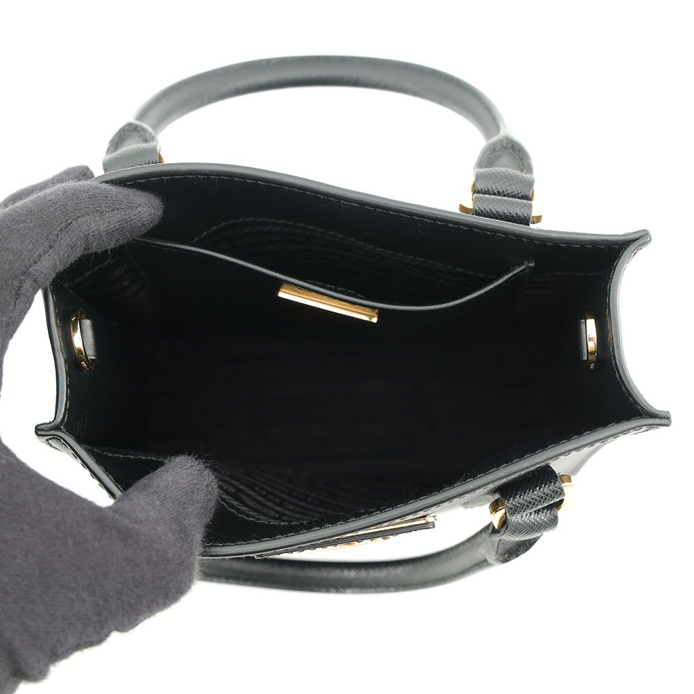 Prada Handbag Triangle Logo Saffiano Leather 2-Way Black — view 6