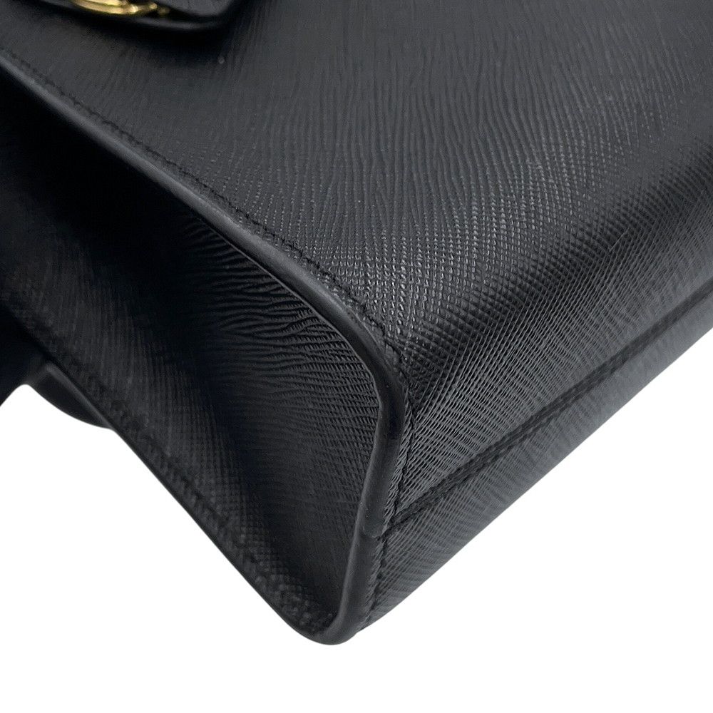 Prada Handbag Triangle Logo Saffiano Leather 2-Way Black — view 7