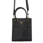Prada Handbag Triangle Logo Saffiano Leather 2-Way Black