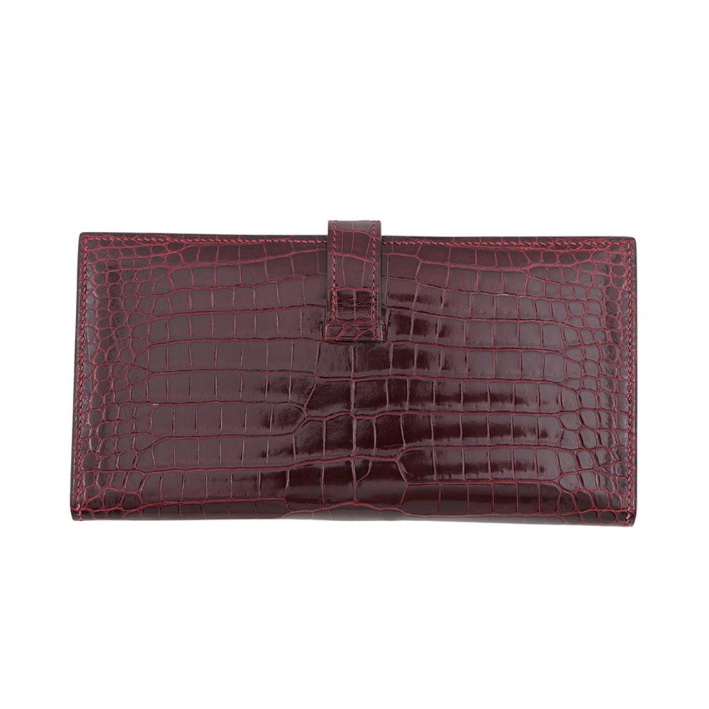 Hermes Wallet Bearn Classic Bordeaux Gold Porosas — view 3