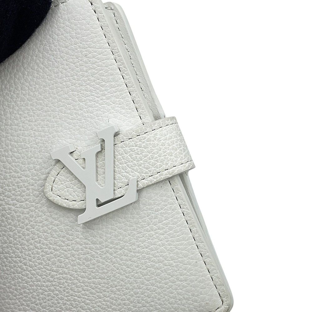 Louis Vuitton Bifold Wallet Calfskin LV Vertical Compact White — view 7