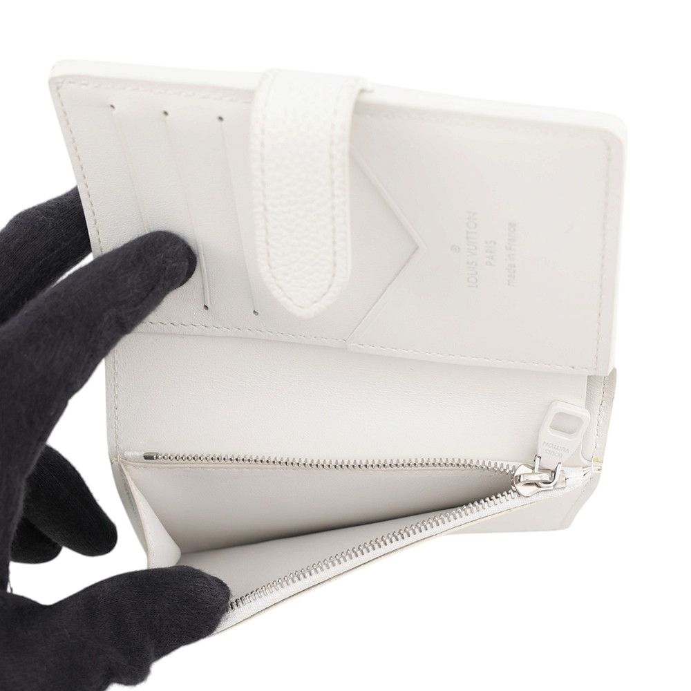 Louis Vuitton Bifold Wallet Calfskin LV Vertical Compact White — view 6