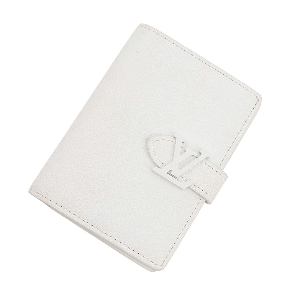 Louis Vuitton Bifold Wallet Calfskin LV Vertical Compact White