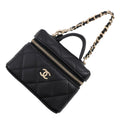 Chanel Charm CC Logo Quilted Mini Bag Caviar Leather Mini Pouch Case Black