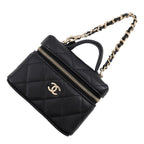 Chanel Charm CC Logo Quilted Mini Bag Caviar Leather Mini Pouch Case Black