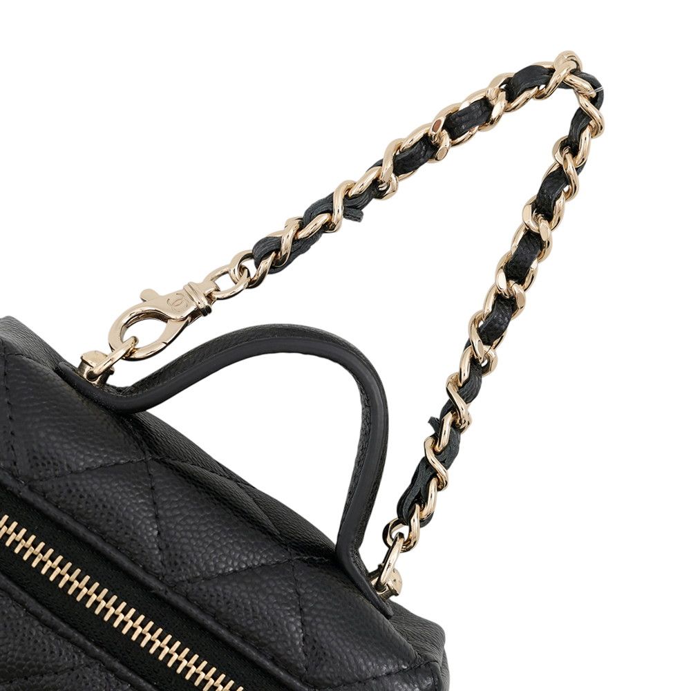 Chanel Charm CC Logo Quilted Mini Bag Caviar Leather Mini Pouch Case Black — view 5