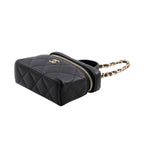 Chanel Charm CC Logo Quilted Mini Bag Caviar Leather Mini Pouch Case Black — view 2