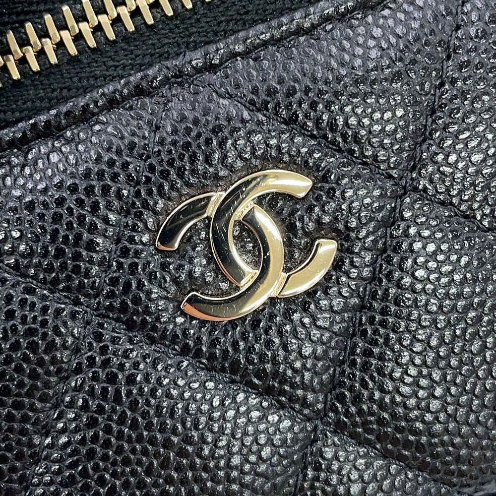 Chanel Charm CC Logo Quilted Mini Bag Caviar Leather Mini Pouch Case Black — view 7