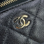 Chanel Charm CC Logo Quilted Mini Bag Caviar Leather Mini Pouch Case Black — view 7