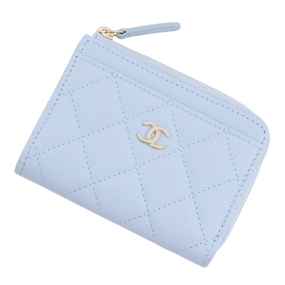 Chanel Coin Purse Quilted CC Logo Caviar Leather Fragment Case