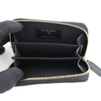 Chanel Coin Purse Quilted CC Logo Caviar Leather Rhinestone Black — view 4